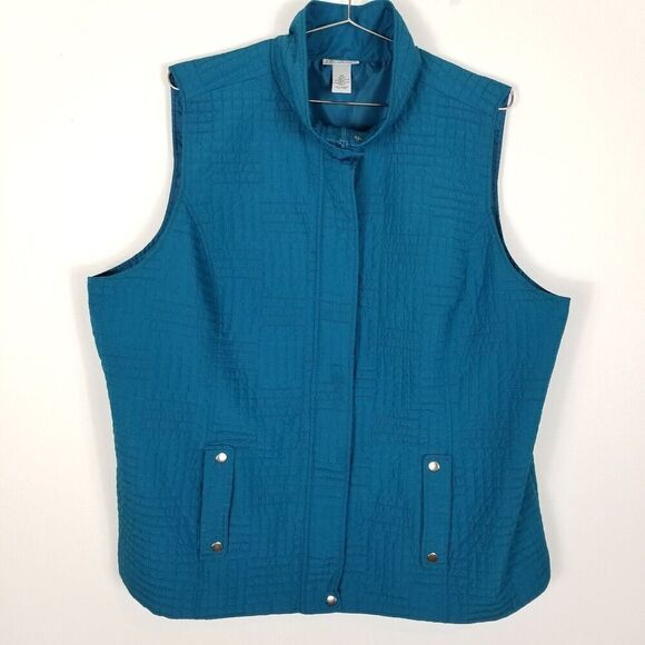 Catherine's Women Plus Vest Blue Quilted Full Zip Lightweight Lined Size 2X - Picture 1 of 3